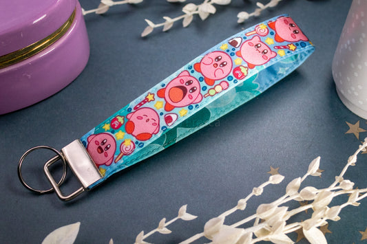 Hungry Pink Blob // Key Fob Wristlet