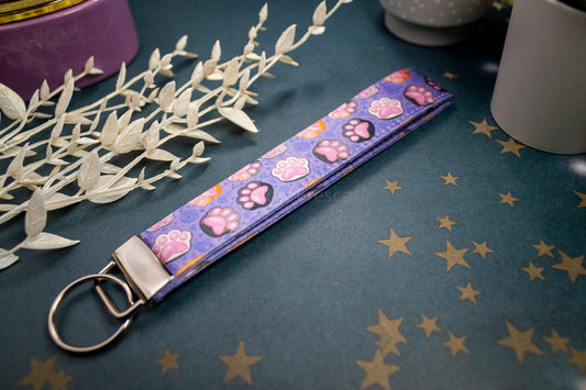 Purple Cat Paws // Key Fob Wristlet