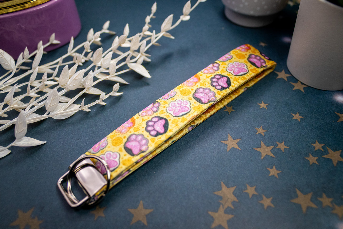 Yellow Cat Paws // Key Fob Wristlet