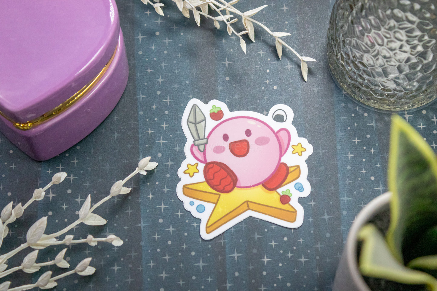 Hungry Pink Blob -- With a Sword!! // Vinyl Sticker