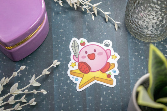 Hungry Pink Blob -- With a Sword!! // Vinyl Sticker