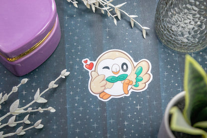 Finger Heart Owl // Vinyl Sticker