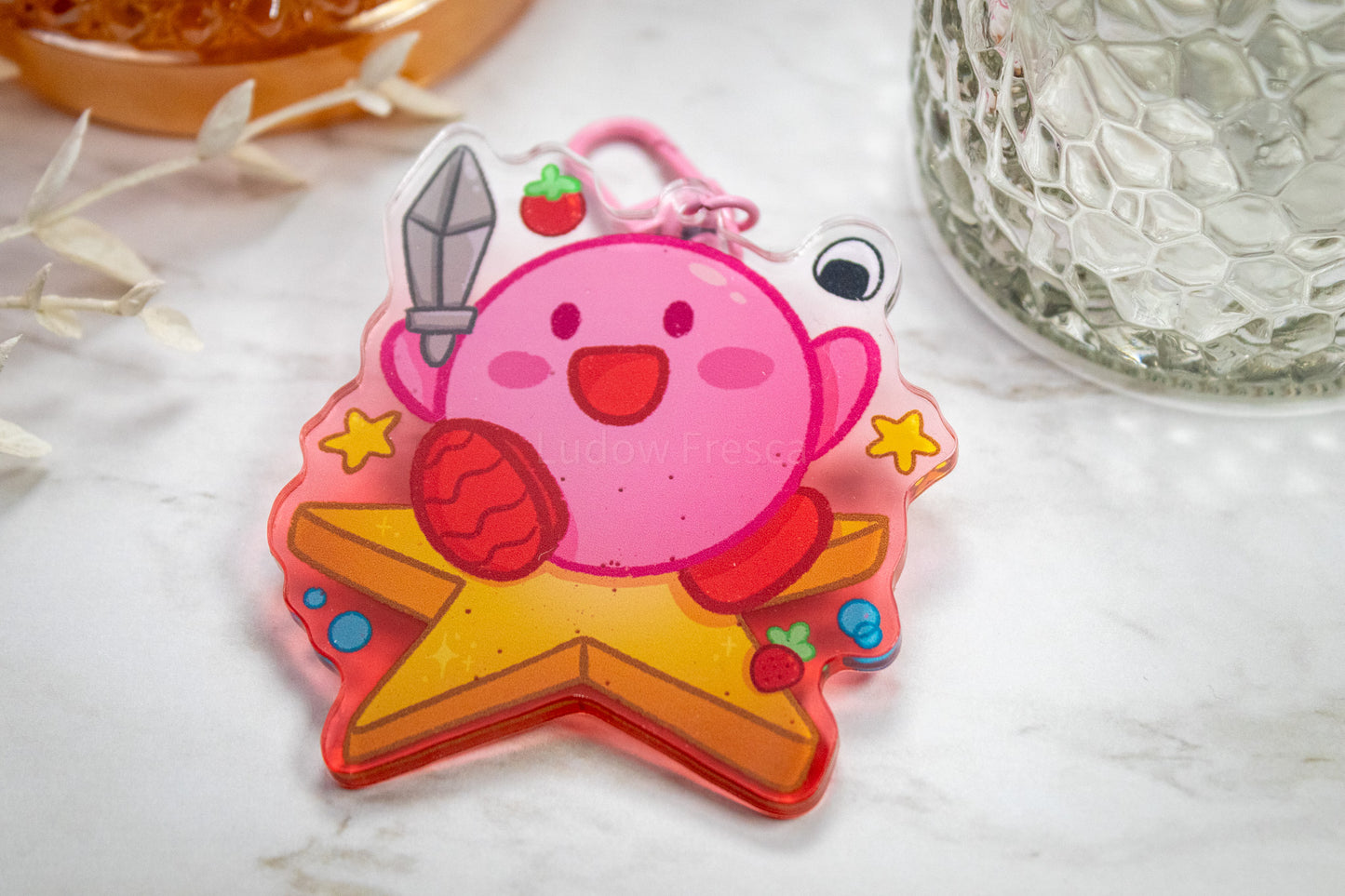 Hungry Pink Blob -- With a Sword!! // Acrylic Keychain