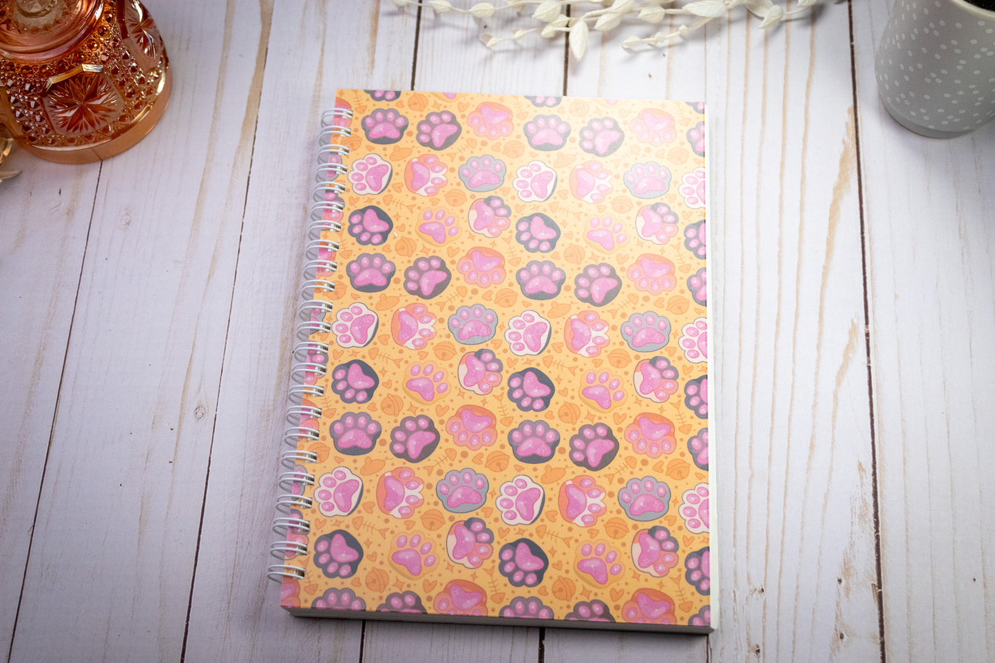 Yellow Cat Paws // Spiral Notebook