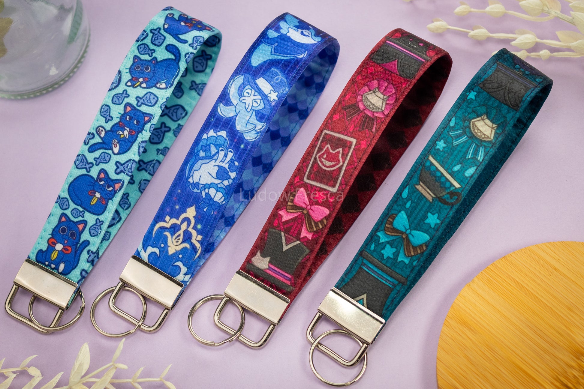 QIAQIAYU Wrist Lanyard For Keys - Printed Wristlet Keychain With Spring Clip, Ink Blue